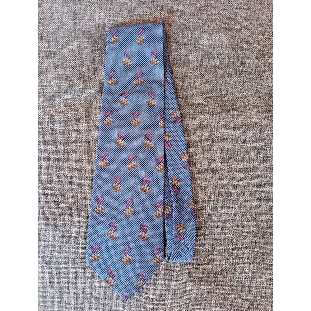 Tie 70s 80s 90s Y2K Mens Calvin Klein Silk Blue Red Gold 4 Wide 57 Long